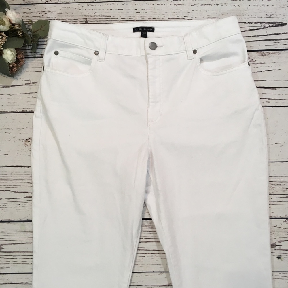 Eileen Fisher ankle boot white denim jeans NWT - Picture 4 of 6